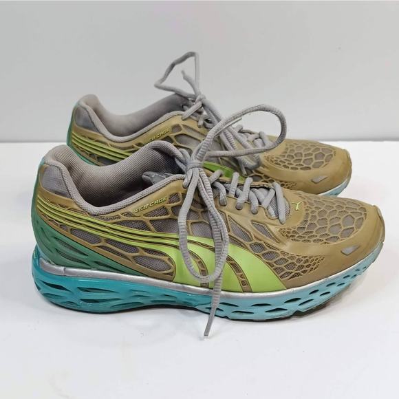 PUMA Womens Running Shoes Sneakers Sz 8 BioWeb Elite‎ WebCage Gray Blue Green - Picture 4 of 11